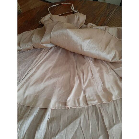 New XS Windsor Lt Gold Spaghetti Strap Open Criss Cross Back Hi Low Form… - Picture 6 of 9